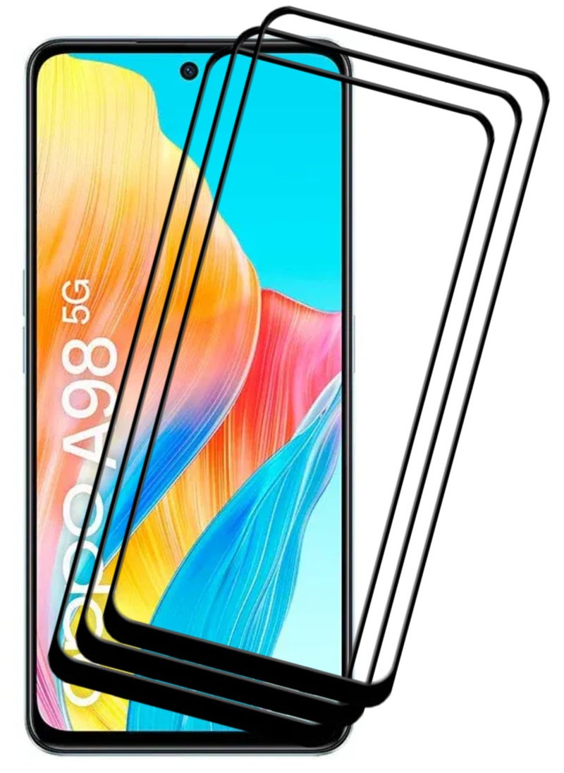 ACLIX 3 Pieces Antistatic ESD Dustproof Premium Quality High Definition Tempered Glass Screen Protector Designed For Oppo A98 - Image 1