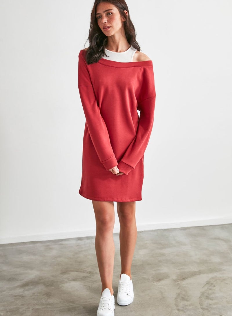 trendyol Off-Shoulder Sweatshirt Dress - Image 2