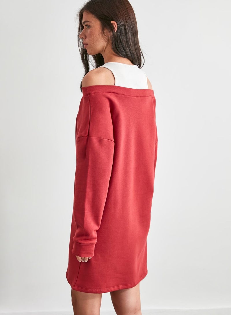 trendyol Off-Shoulder Sweatshirt Dress - Image 5