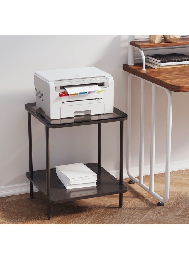 Multifunctional modern minimalist design glass light luxury sofa side table, glass coffee table, movable bedroom small apartment bedside table (black) 40 * 40 * 53cm - Image 3