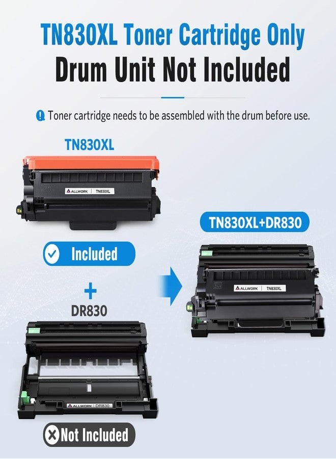 ALLWORK TN830XL Toner Cartridge Compatible Replacement for Brother DCP L2640DW L2647DW HL L2420DW L2460DW L2460DWXL L2465DW L2467DW L2480DW L2865DW MFC L2820DW L2900DWXL L2980DW (2 Black) High Yield - Image 2