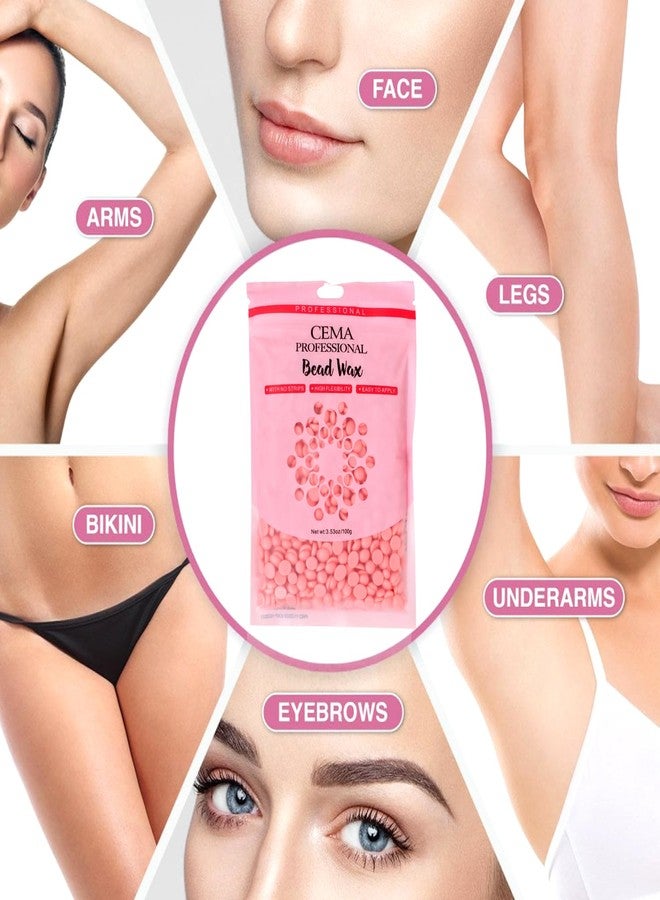 CEMA Professional Hard Wax Beads for Hair Remova | Strip-Free Microwave Wax for Face, Body, Bikini & Sensitive Skin | Easy to Apply, High Flexibility, Painless Waxing (100 Grams, Pink Wax) (PACK OF 3) - Image 2