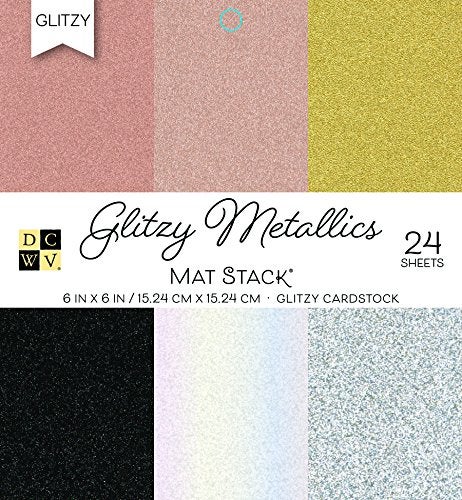 DCWV Glitter Cardstock Paper 6x6 inches - Sparkly Craft Paper for Card Making, Scrapbooks, Art Projects - 24 Single Sided Sheets, 6 Glitzy Metallic Colors - Image 3