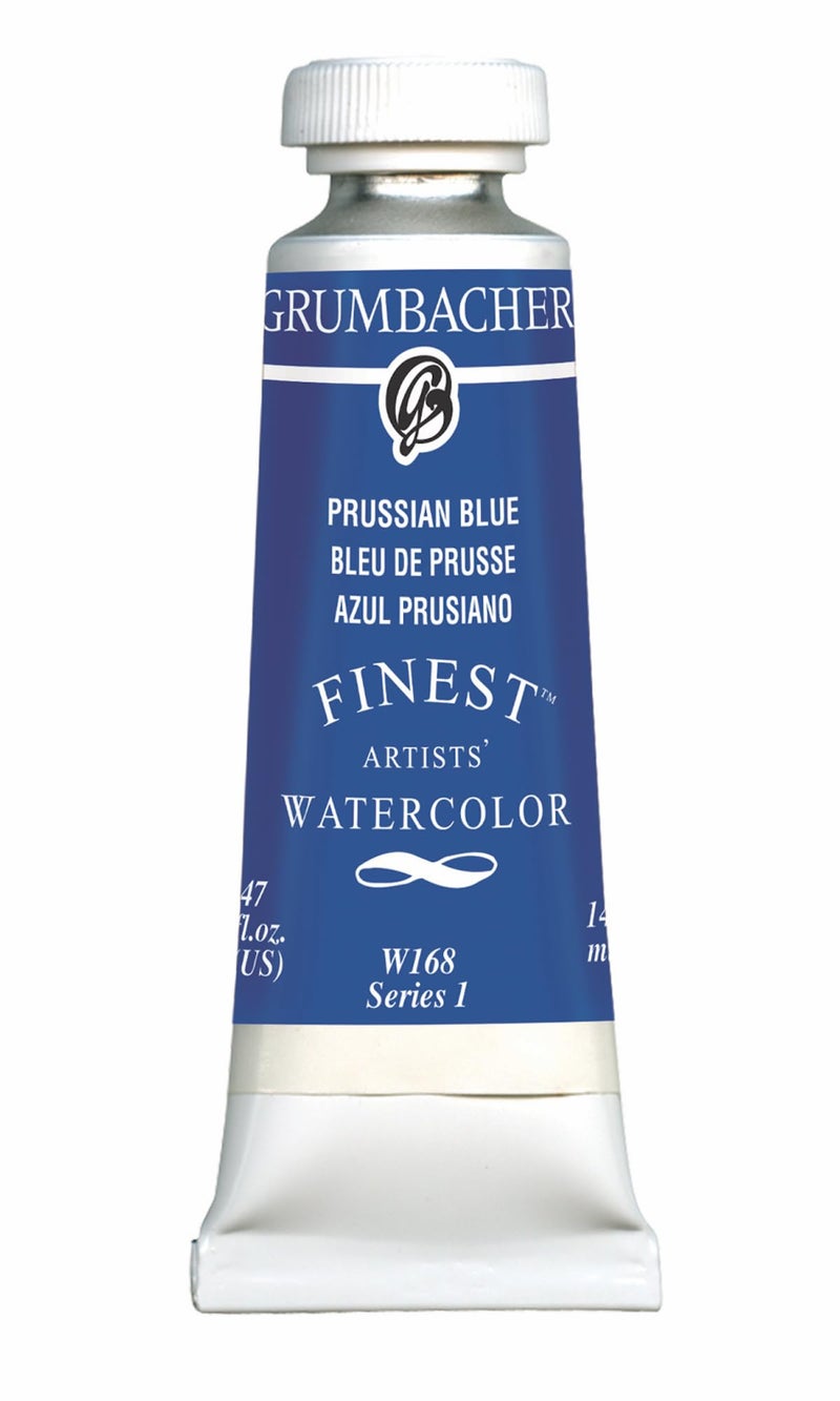 Grumbacher Finest Watercolor Paint, 14 ml/0.47 oz, Prussian Blue - Image 1