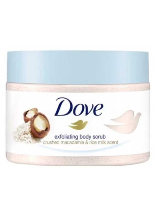 Dove Exfoliating Body Scrub with Crushed Macadamia & Rice Milk 298gm