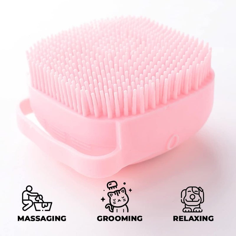 Homestic Pack of 6 Dog Brush With Shampoo Container|Cat & Dog Bath Brush For Bathing|Exfoliating|Scrubbing|Massaging & Relaxing|Soft Silicone|Suitable For All Pets|PT230R|Red - Image 5