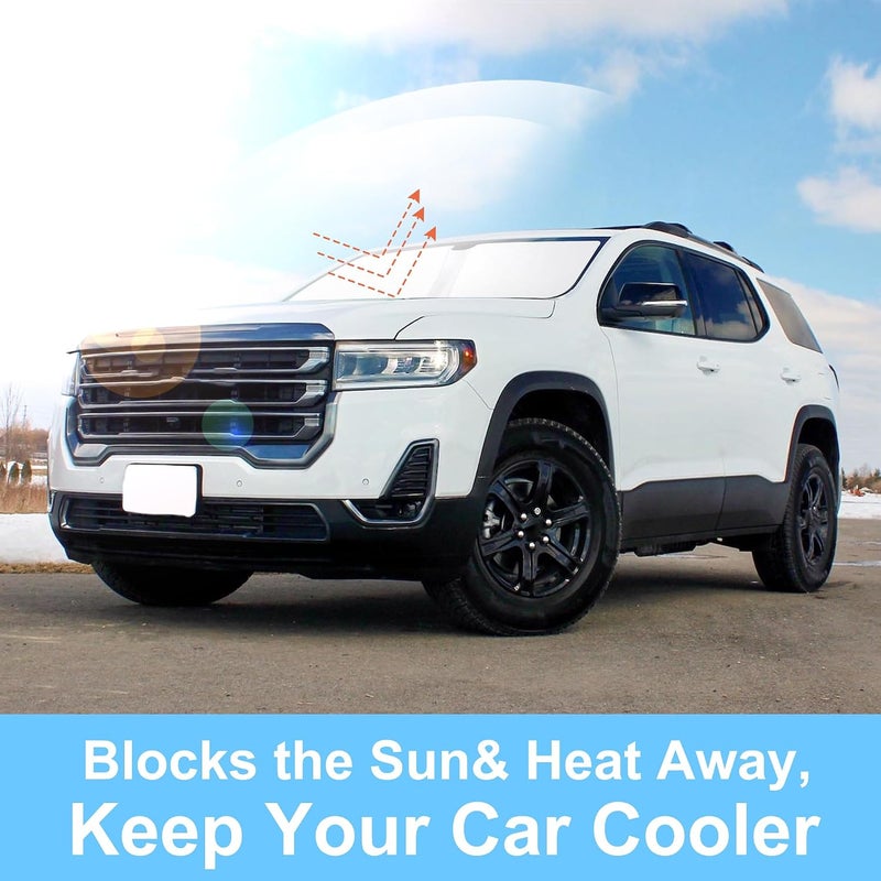 TINGLU Sun Shade for GMC Acadia SUV 2017-2023 Accessories Windshield Sun Shade Window Shade UV Rays Protection Sun Visor Cover with Steering Wheel Sunshade Storage Bag Upgraded quality - Image 5