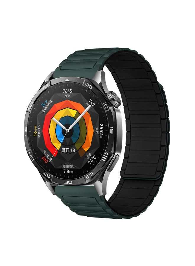 Suitable For Huawei Gt5 Gt422Mm Watch Strap Watch4567 Armor Style I-Shaped Three-Bead Silicone Magnetic Watch Strap 