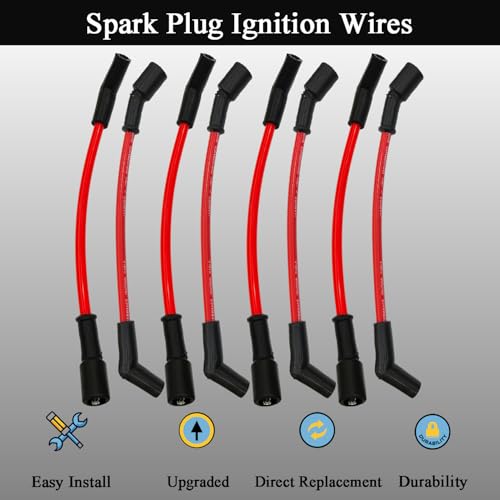 LLANNDER 8pcs 10mm High Performance Spark Plug Wire Set Compatible with Chevrolet Chevy LSx LS1 LS2 LS3 LS6 LS7 V8 LS Based Engine Ignition Wires - Image 2