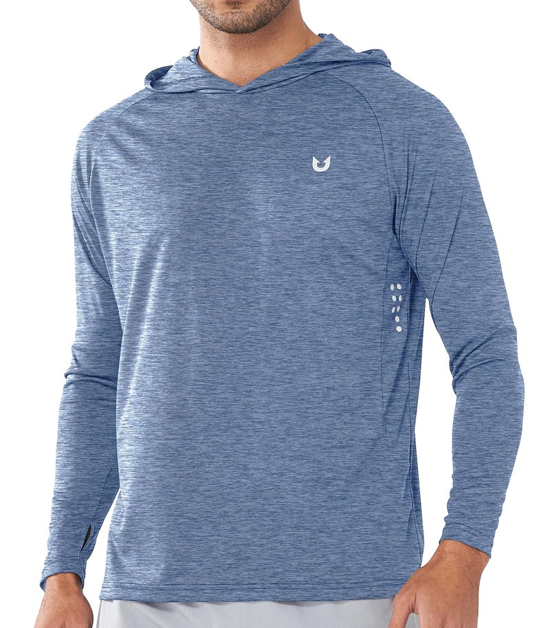 NORTHYARD Men's UPF 50+ Hoodie Shirts Long Sleeve Sun Protection Fishing Swim Beach UV SPF Rash Guard Quick Dry Lightweight BLUEHEATHER L - Image 1
