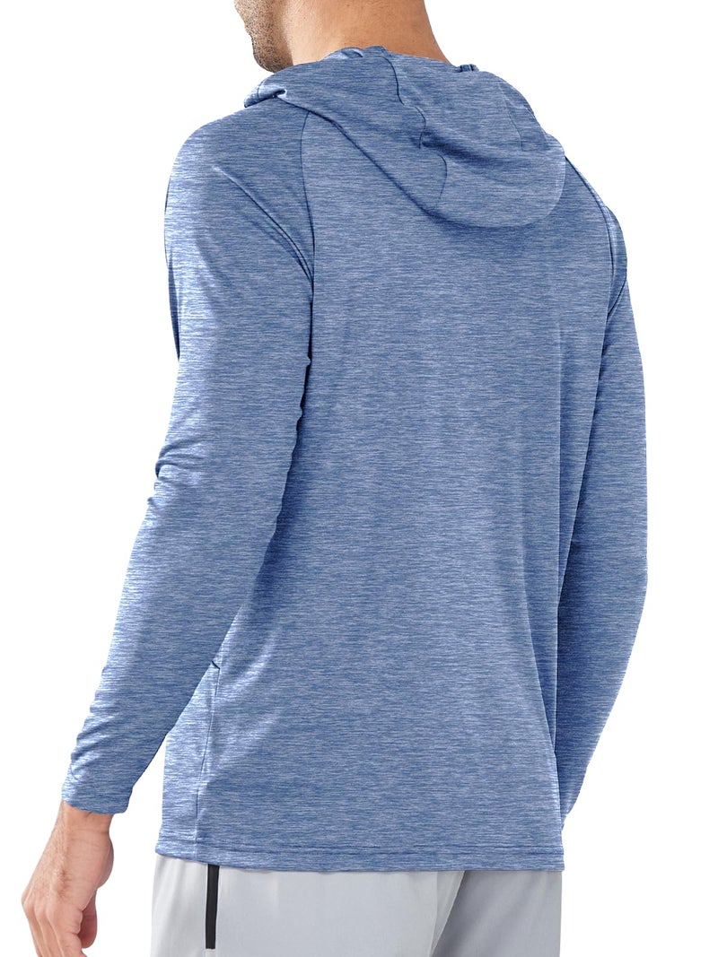 NORTHYARD Men's UPF 50+ Hoodie Shirts Long Sleeve Sun Protection Fishing Swim Beach UV SPF Rash Guard Quick Dry Lightweight BLUEHEATHER L - Image 2