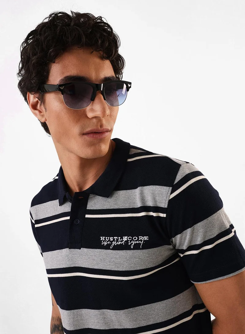 Men's Navy Blazer 100% Cotton Relaxed Polo T-Shirt