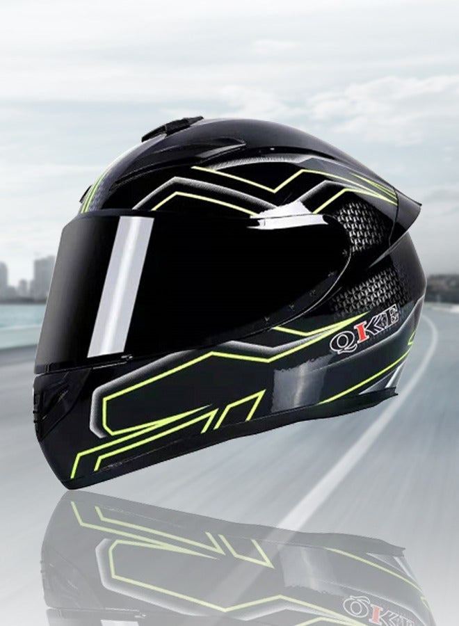 Full face motorcycle helmet, lightweight crash resistant motorcycle helmet, all season cool riding helmet，cycling helmet with black lenses, breathable lining, suitable for both men and women，suitable for riding recreational activities（M）