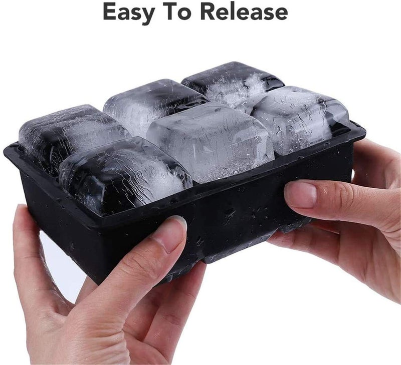 Zomoza Ice Cube Trays Silicone Set of 2,Ice Ball Maker with Lid and Large Square Ice Cube Molds for Whiskey, Reusable and BPA Free (Ice Cube Trays Silicone Set of 2) - Image 3
