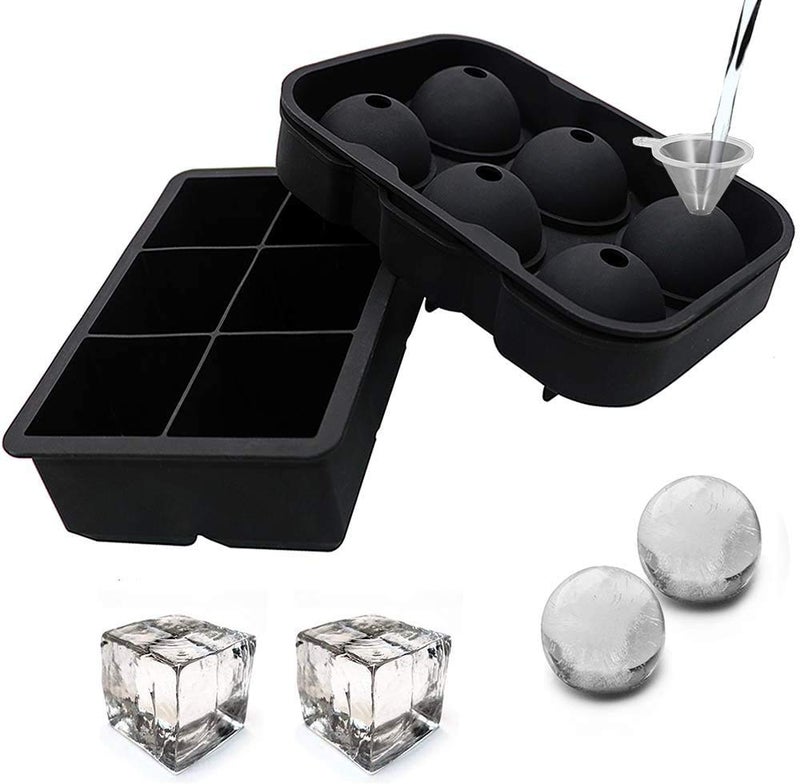 Zomoza Ice Cube Trays Silicone Set of 2,Ice Ball Maker with Lid and Large Square Ice Cube Molds for Whiskey, Reusable and BPA Free (Ice Cube Trays Silicone Set of 2) - Image 1