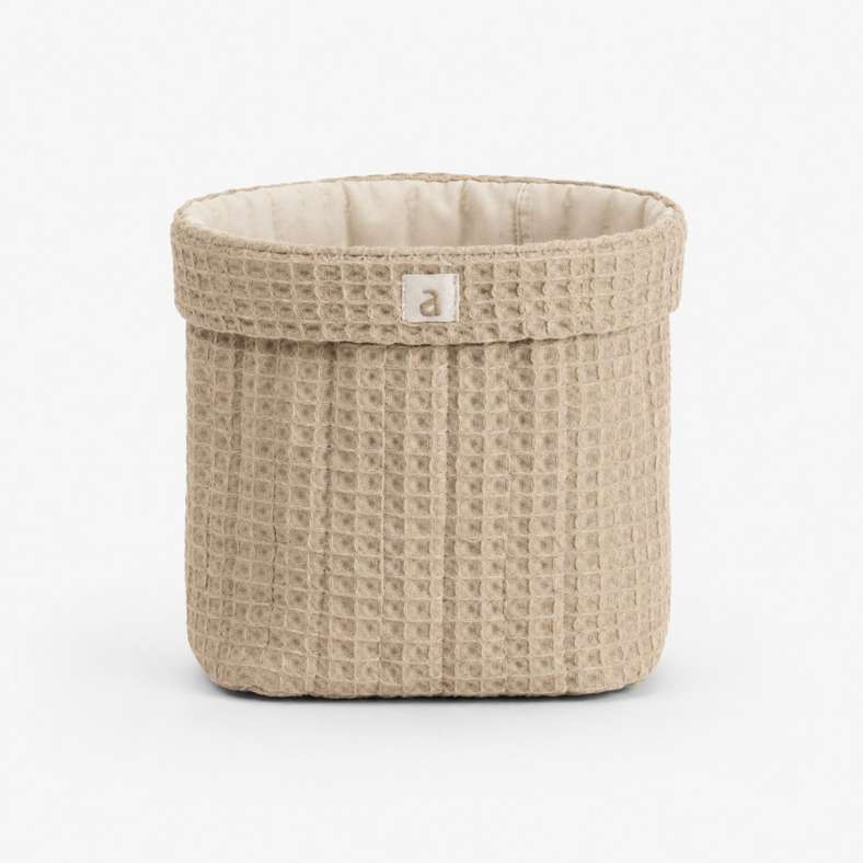 Pan Home Milos Pique Waffle Round Foldover Basket 15x15x20cm - Wheat - 262PSF9900038 - Image 4