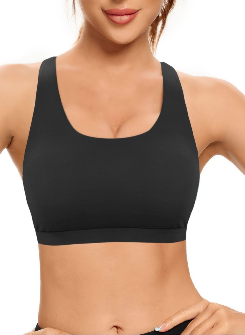 KASTWAVE Women's Yoga Sports Bra, 1 Pack Padded Wireless Criss Cross Back Strappy Medium Support, Yoga Crop Top Bra, L - Image 2