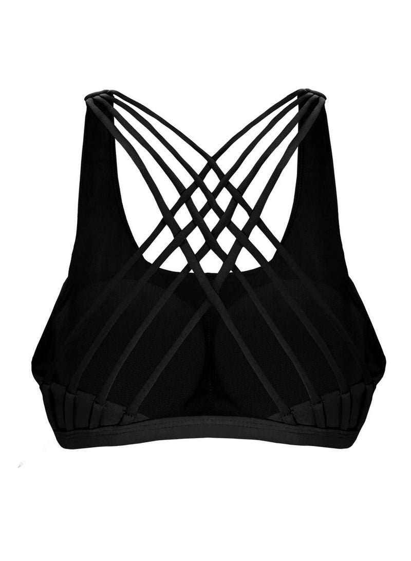 KASTWAVE Women's Yoga Sports Bra, 1 Pack Padded Wireless Criss Cross Back Strappy Medium Support, Yoga Crop Top Bra, L - Image 3