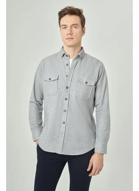 Bisse Men's Regular Fit Long Sleeve Lumberjack Shirt GRAY GM22K222079_K55