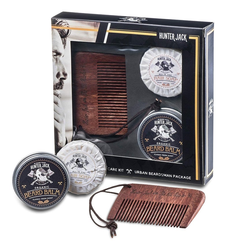 Beard Kit for Men  Sandalwood Beard Comb Beard Soap and Beard Balm  Fine Tooth Mustache Comb  Mens Beard Kit for Care and Grooming in Premium Gift Box