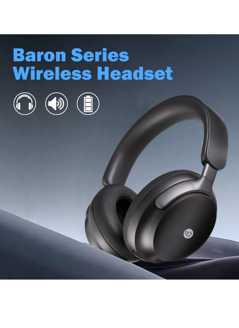 ProOne - ProOne PHB3580 ANC Wireless Headphones Active Noise Cancelling Over-Ear Bluetooth 5.3 Headset with TF Card, Long Battery, Comfortable for Travel & Work (Black) - Image 1