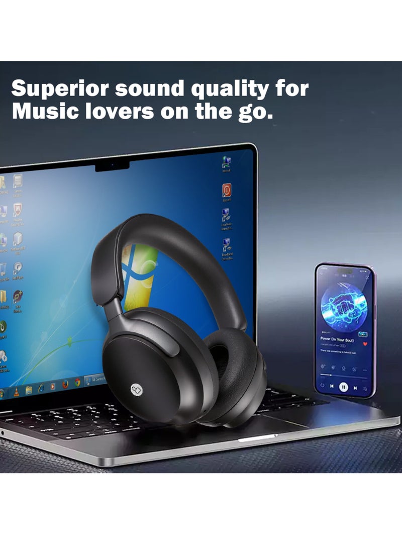 ProOne - ProOne PHB3580 ANC Wireless Headphones Active Noise Cancelling Over-Ear Bluetooth 5.3 Headset with TF Card, Long Battery, Comfortable for Travel & Work (Black) - Image 1