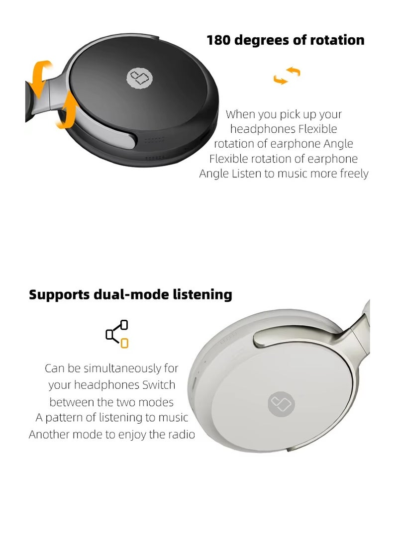 ProOne - ProOne PHB3580 ANC Wireless Headphones Active Noise Cancelling Over-Ear Bluetooth 5.3 Headset with TF Card, Long Battery, Comfortable for Travel & Work (Black) - Image 1