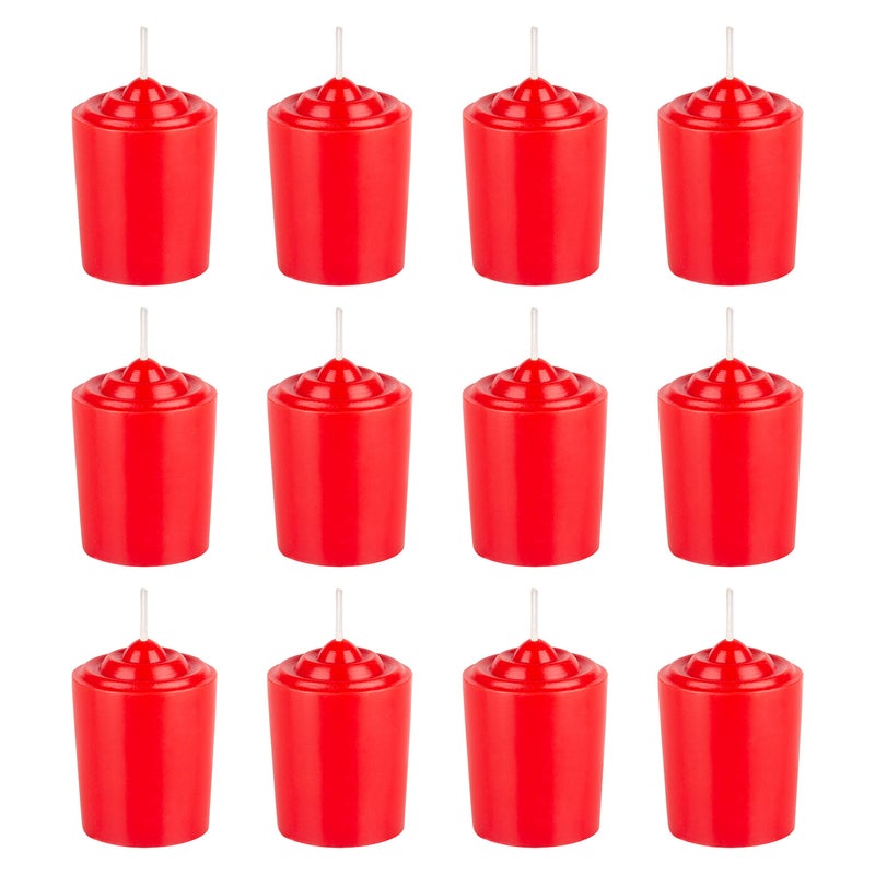 Mega Candles 12 pcs Unscented Red Votive Candles Hand Poured Wax Candle 15 Hours 15 Inch x 225 Inch Home Dcor Wedding Receptions Centerpieces Birthdays Celebrations Meditations Holders