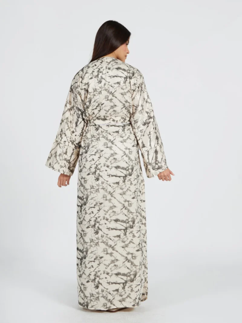Reem Abayas  Marble Print Modest Abaya with Textured Underlayer for Women | Best Price UAE