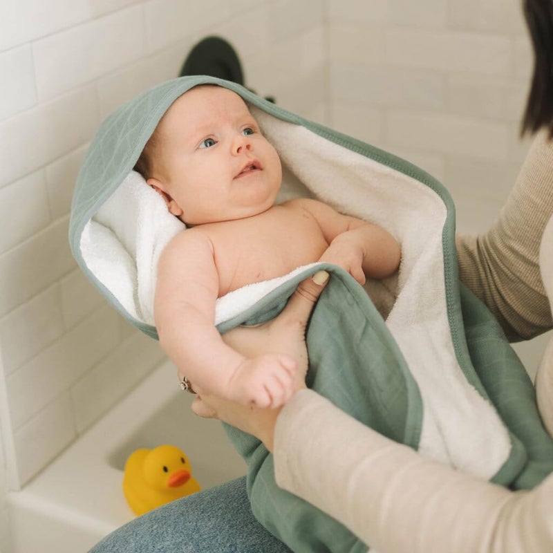 Little Unicorn Hooded Infant Towel in Sea Color - Image 4