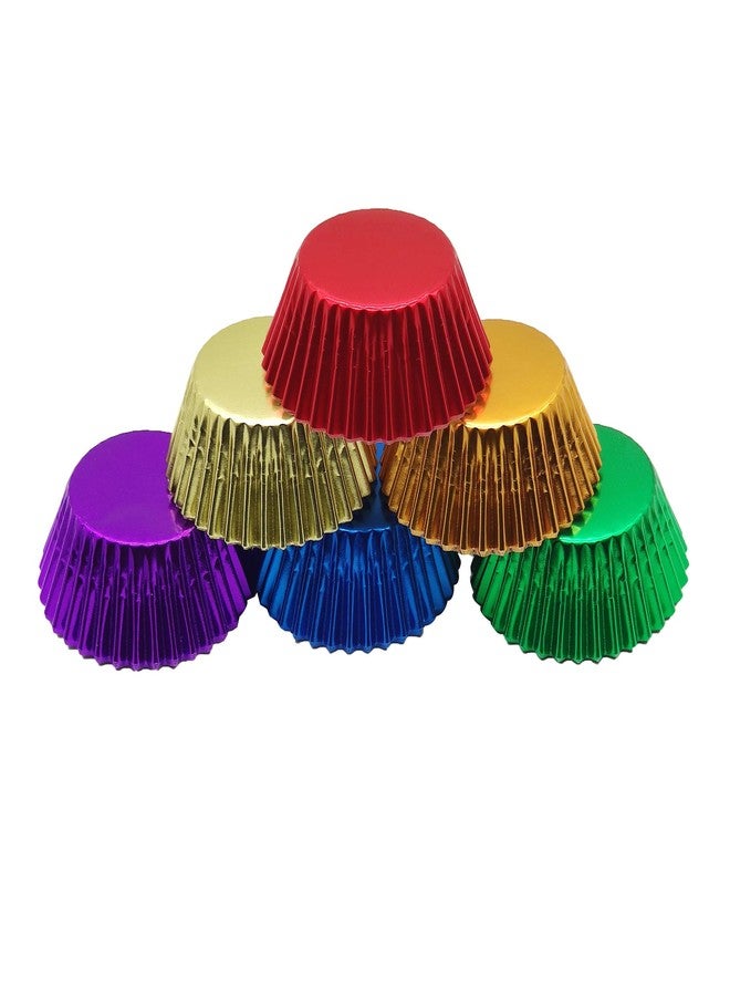 Mombake Rainbow 6 Bright Colors Standard Cupcake Liners Muffin Foil Paper Baking Cups, 120-Count - Image 2