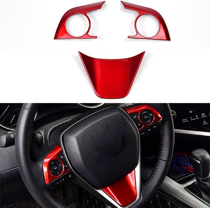 XITER 3PCS Red Steering Wheel Cover Trims for Toyota Camry - Image 1