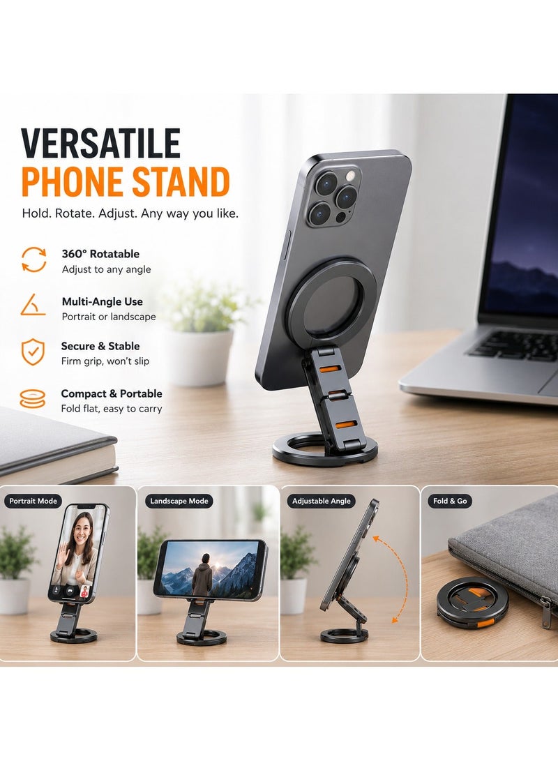 أو أوزون Magnetic Phone Ring Holder with Dual-Hinge Kickstand, 360° Rotating Finger Grip Stand, Strong Magnetic Anti-Drop Holder, Compatible with MagSafe Cases - Image 2