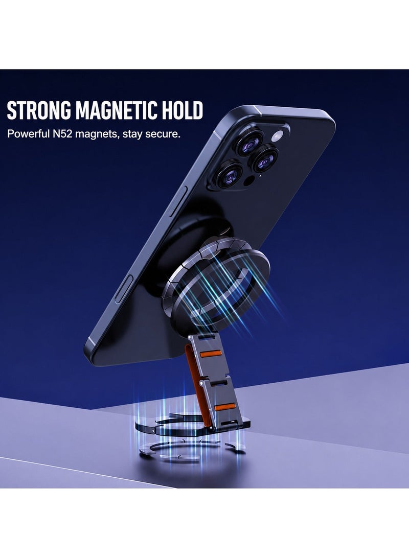 أو أوزون Magnetic Phone Ring Holder with Dual-Hinge Kickstand, 360° Rotating Finger Grip Stand, Strong Magnetic Anti-Drop Holder, Compatible with MagSafe Cases - Image 4