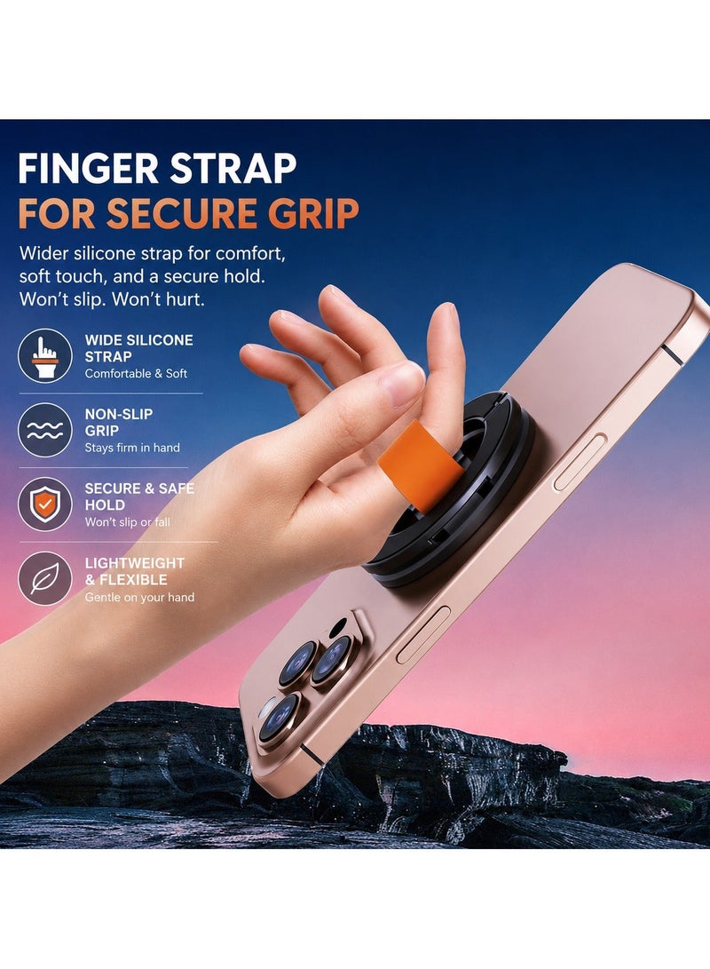 أو أوزون Magnetic Phone Ring Holder with Dual-Hinge Kickstand, 360° Rotating Finger Grip Stand, Strong Magnetic Anti-Drop Holder, Compatible with MagSafe Cases - Image 3