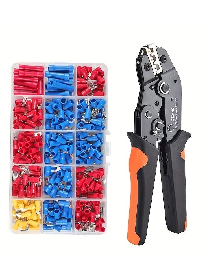 1 Set SN-02C Wire Crimping Tool Set, Insulated Wire Electrical Connectors Crimp-Butt, Ring, Spade, Terminals Cable Lugs Assortment Kit  - Image 1