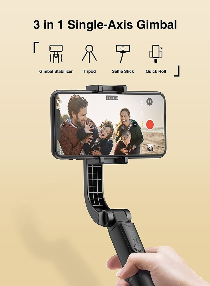 Gimbal Stabilizer for Smartphone Selfie Stick Tripod with Wireless Remote Control 360° Rotation Auto Balance Stabilizer Portable Phone Stand for iPhone & Android Phones - Image 2