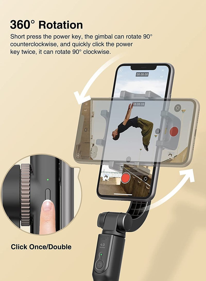 Gimbal Stabilizer for Smartphone Selfie Stick Tripod with Wireless Remote Control 360° Rotation Auto Balance Stabilizer Portable Phone Stand for iPhone & Android Phones - Image 4