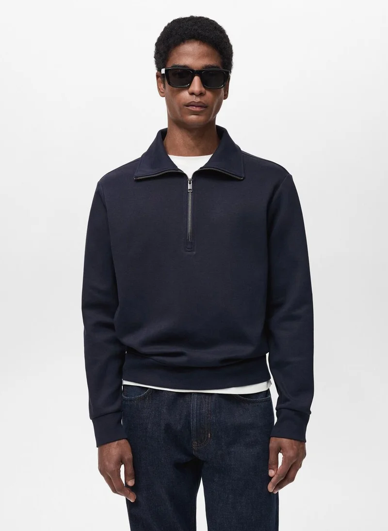 مانجو مان Regular-fit cotton sweatshirt with zip