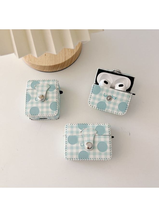 Generic - Suitable For AirPods 4 Headphone Case Cartoon All-inclusive Leather Case For Apple1/2 Generation Pro2 Bluetooth Protective Case One-piece Case-Color:One-piece Leather Case-light Blue Dots-Model:Airpods Pro (protective Sleeve) - Image 1