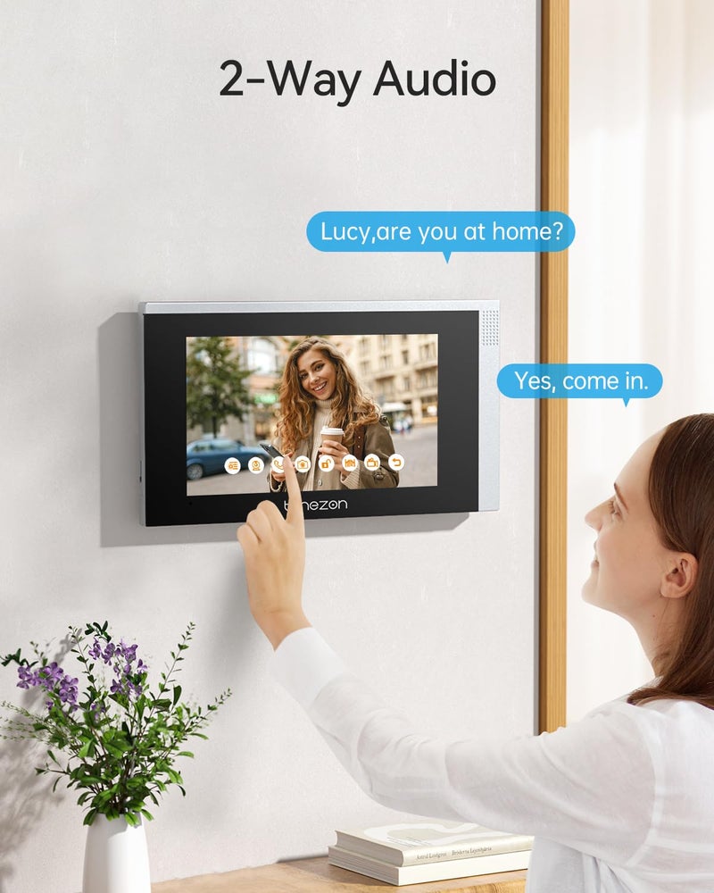 TMEZON WiFi Video Intercom System Doorbell with Camera and 7 Inch Monitor IP Wired Video Door Phone 1080P Wired Night Vision,No Monthly Fees, Support Remote Unlock Door Release,Snapshot, Tuya - Image 3