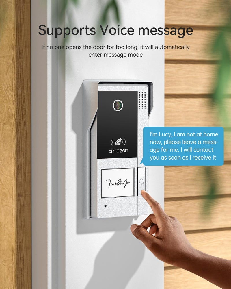 TMEZON WiFi Video Intercom System Doorbell with Camera and 7 Inch Monitor IP Wired Video Door Phone 1080P Wired Night Vision,No Monthly Fees, Support Remote Unlock Door Release,Snapshot, Tuya - Image 2