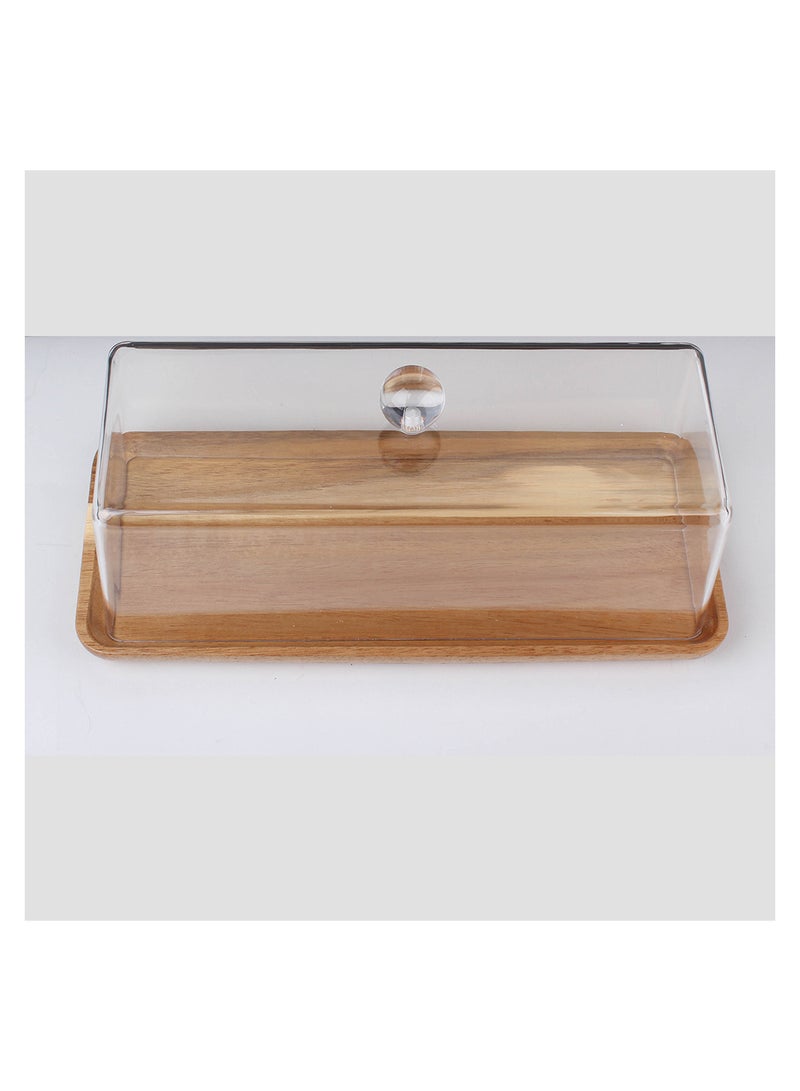 Wooden Serving Dish With An Acrylic Lid for Serving Pastries and Toast With a Perfect Design  - Image 1
