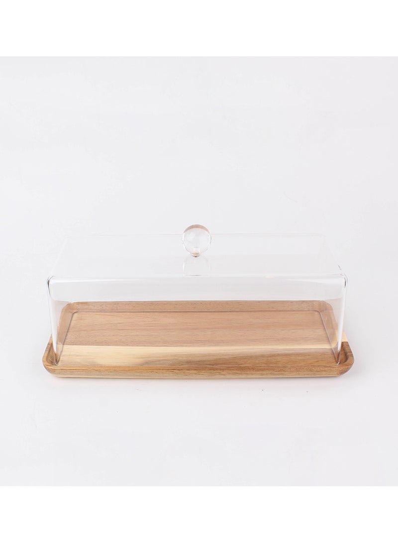 Wooden Serving Dish With An Acrylic Lid for Serving Pastries and Toast With a Perfect Design  - Image 3