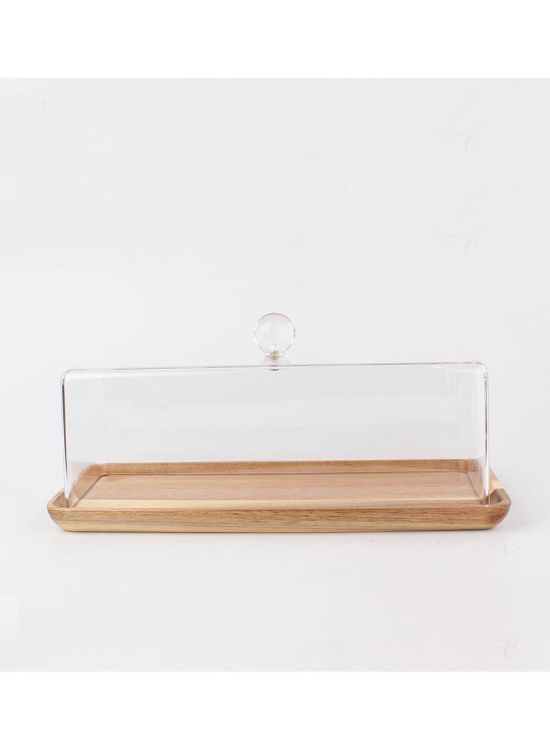 Wooden Serving Dish With An Acrylic Lid for Serving Pastries and Toast With a Perfect Design  - Image 2