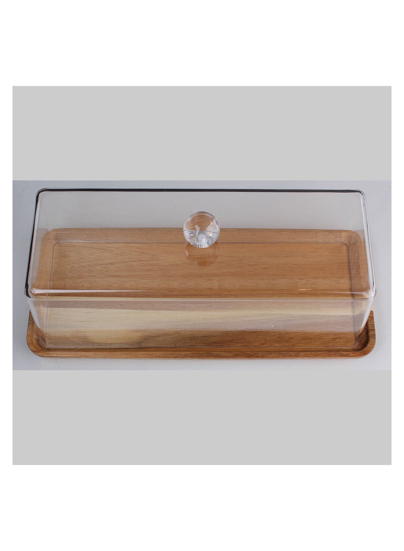 Wooden Serving Dish With An Acrylic Lid for Serving Pastries and Toast With a Perfect Design  - Image 4