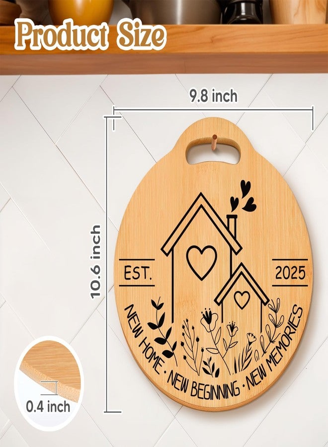 Sayregifty House Warming Gifts New Home, Creative Round Shaped - Bamboo Cutting Board, New Home Gifts for Couple, Friends”New Home New Beginning New Memories”, Gifts for New Home 2025 - Image 4