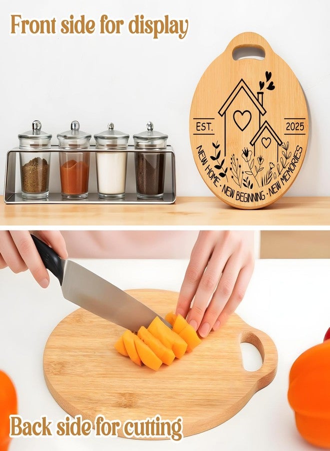 Sayregifty House Warming Gifts New Home, Creative Round Shaped - Bamboo Cutting Board, New Home Gifts for Couple, Friends”New Home New Beginning New Memories”, Gifts for New Home 2025 - Image 5