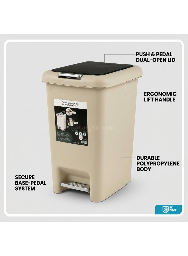 Gator Slim Trash & Garbage Bin | Push & Pedal Waste Disposal Mechanisms | Durable Plastic Finish | Equipped Liner Holder | Suitable For Indoor Areas, Bathrooms, Kitchens, Offices & More | 20 Liters - Image 2
