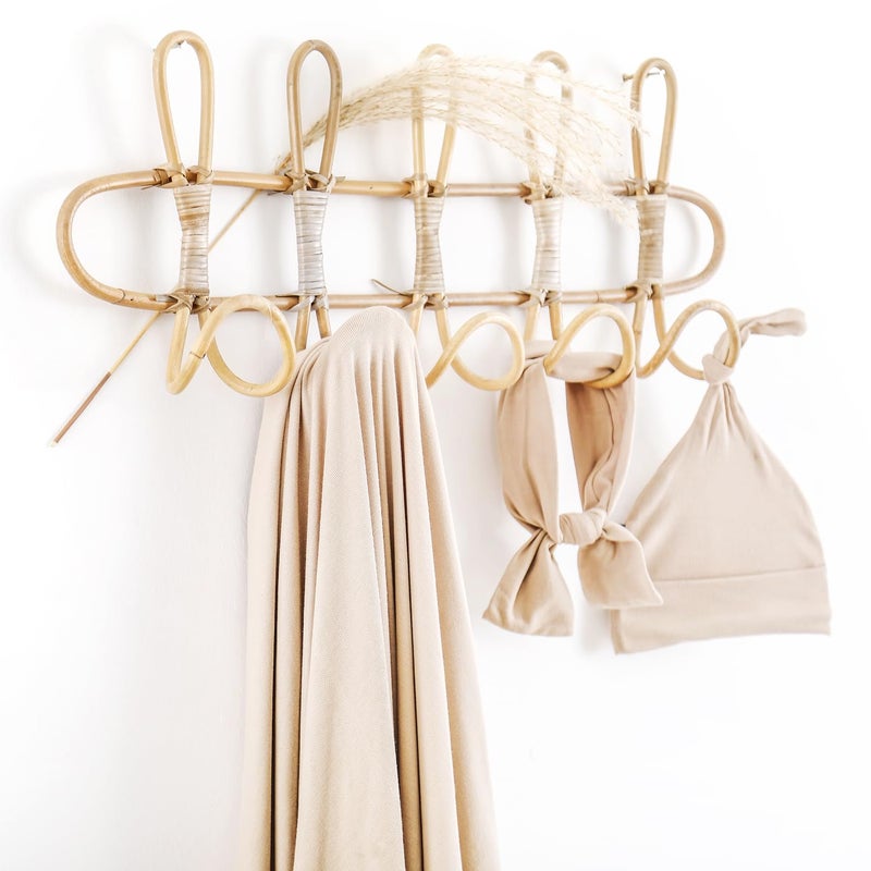 GRSSDER بطانية لف المواليد من GRSSDER، بطانية استقبال فائقة النعومة مع طاقية وبيانيت متطابقة 3344، لفافة مرنة للأطفال الرضع محايدة للجنس للبنات والأولاد - Image 4